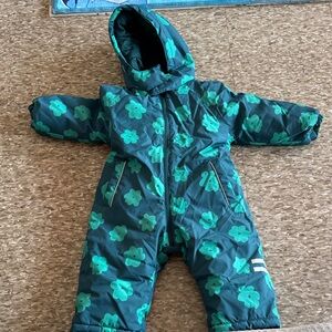 Teal Floral Baby Snowsuit